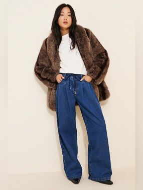 LIONESS Slouched Tie Up Jeans in Dark Denim S